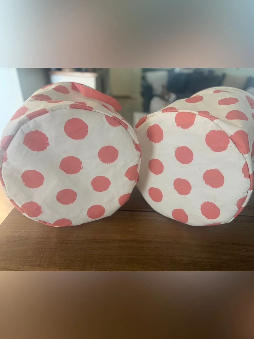 Hobby Lobby Pink Polka Dot Fabric Storage Bins (Set of 2)